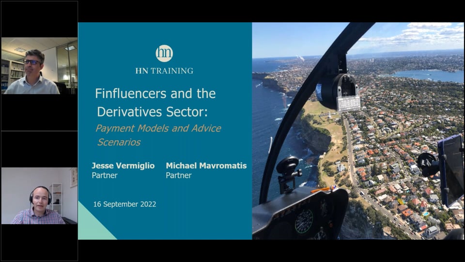 Derivatives (CFD) Technical Training – Finfluencers and the Derivatives Sector: Payment Models and Advice Scenarios – 16 September 2022